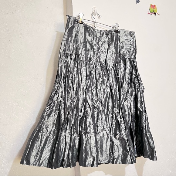 PAUW Shimmering Silver Midi Skirt - Picture 1 of 12